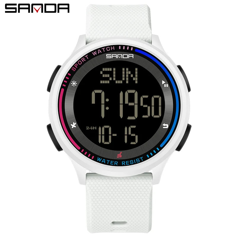 SANDA Fashion Digital Movement Teenager Students Hand Clock Trendy Outdoor Sports Water Resistant Mode Wrist Stop Children Watch