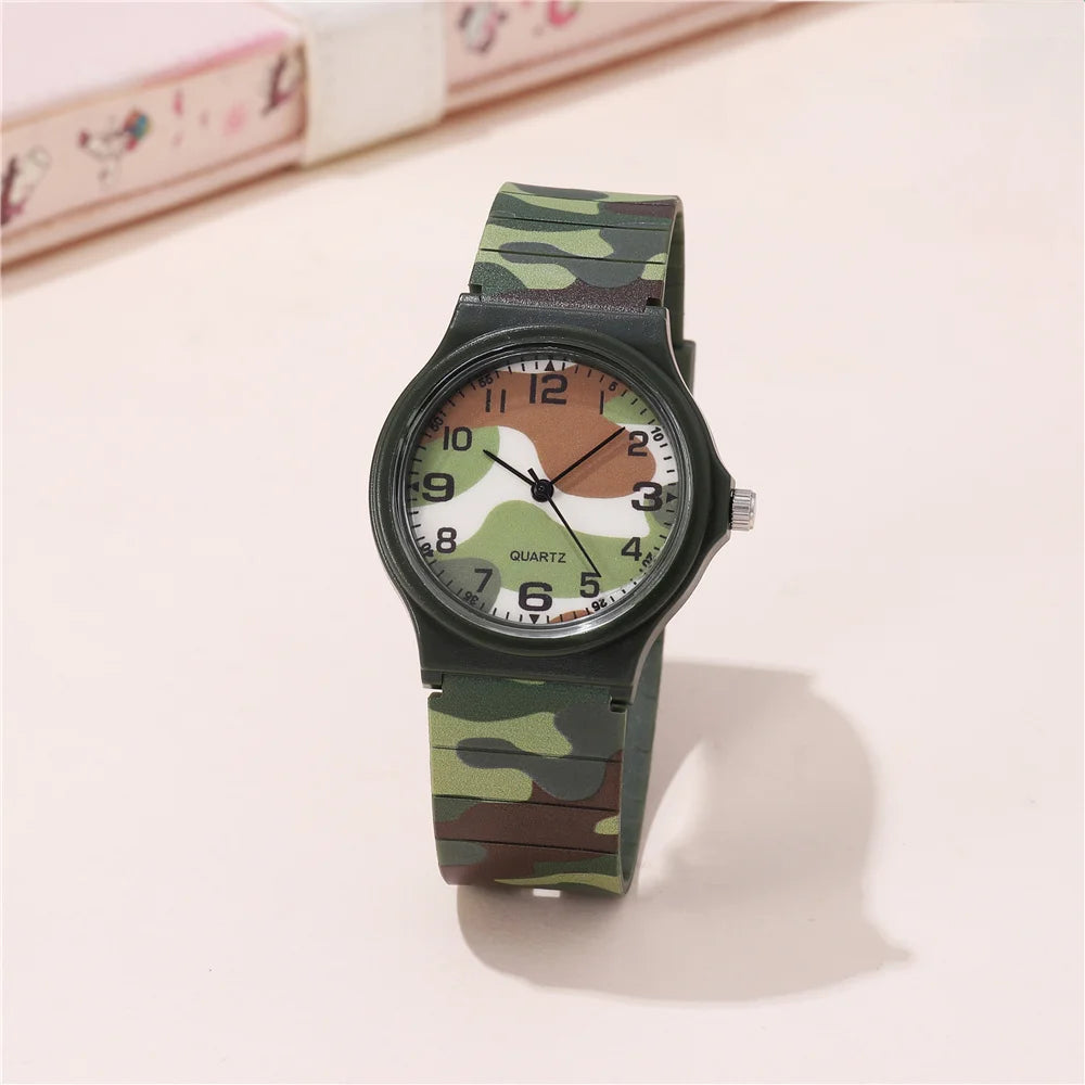 fashion camouflage band quartz boys and girls students wrist watch