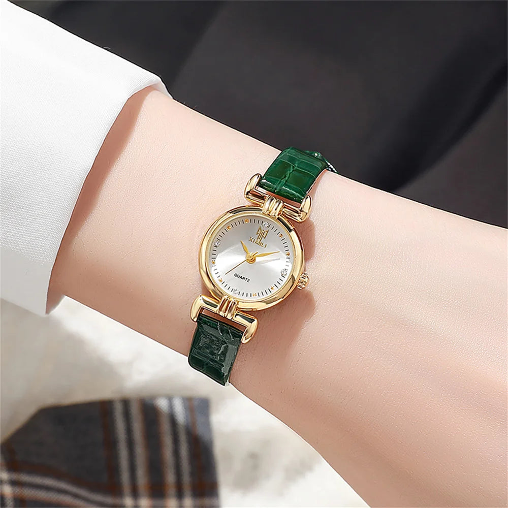 Ladies Fashion 2025 New Small Simple Diamonds Quartz Watch Business White Leather Women's Dress Clock Gift Wristwatch