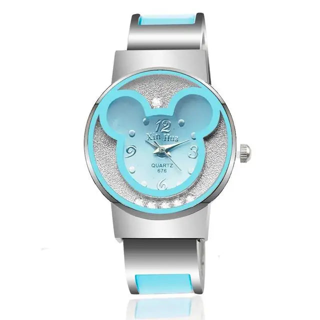 Children's Quartz Watch For  Mickey Mouse Cartoon Stainless Steel Bracelet  Kids Student Boy Girl Cute Wristwatches Clock Gift