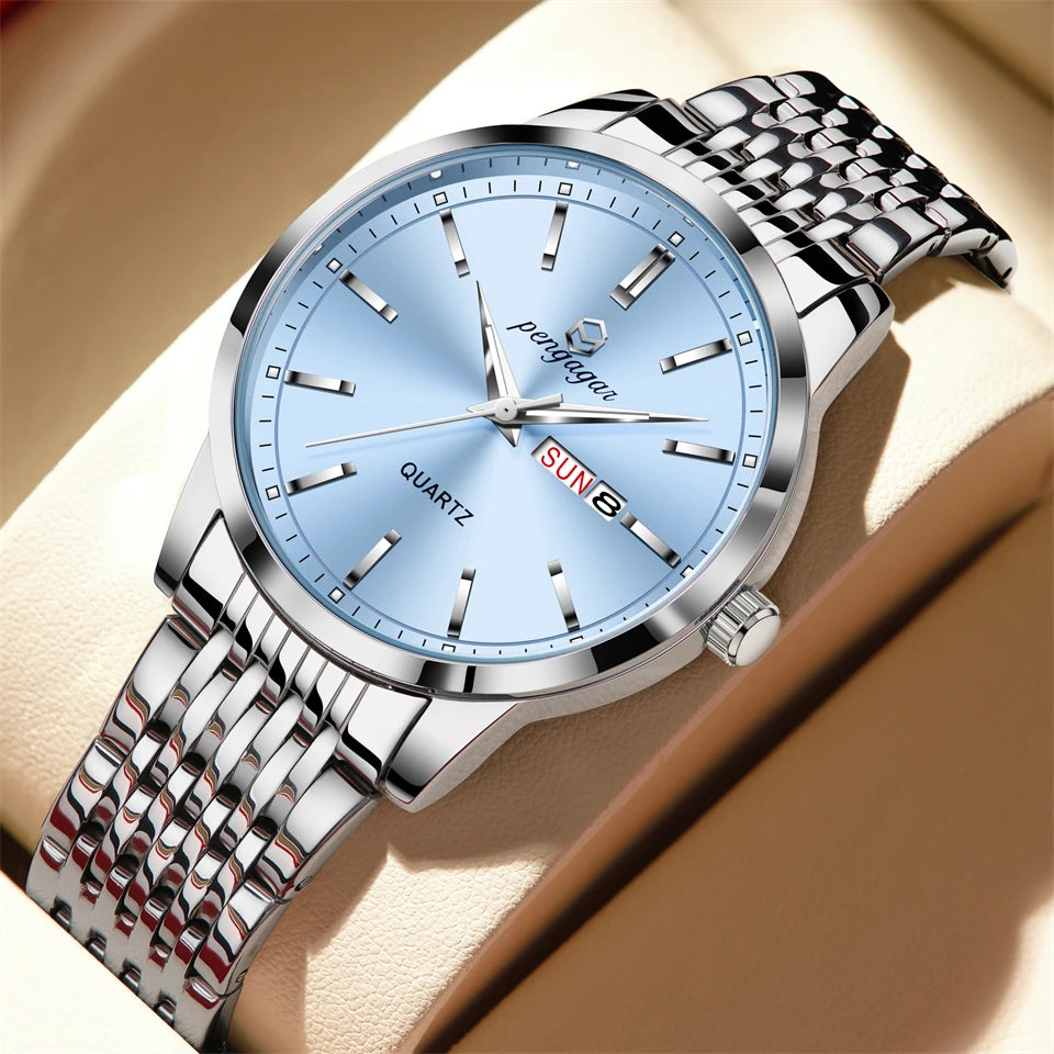 2025 New Top Brand Luxury Man Wristwatch Waterproof Luminous Date Men Watches Stainless Steel Quartz 43mm Men's Watch Male reloj