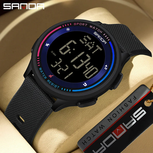 SANDA Fashion Digital Movement Teenager Students Hand Clock Trendy Outdoor Sports Water Resistant Mode Wrist Stop Children Watch