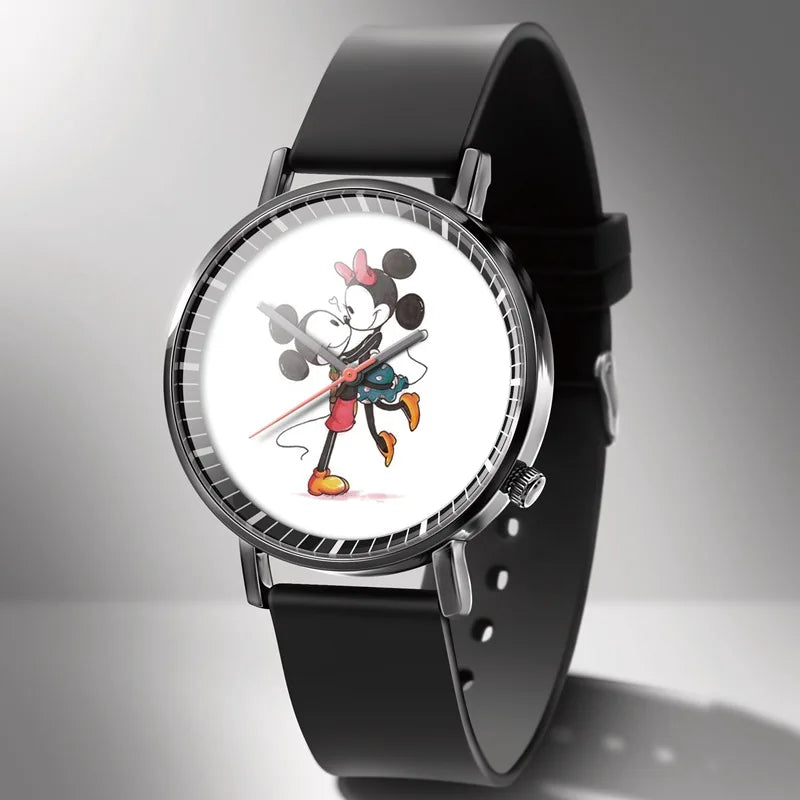 Disney Mickey Minnie Mouse Girl  Boy Children's Kids Watch Women Cute Male Female Couple Wrist Watches Birthday Gifts