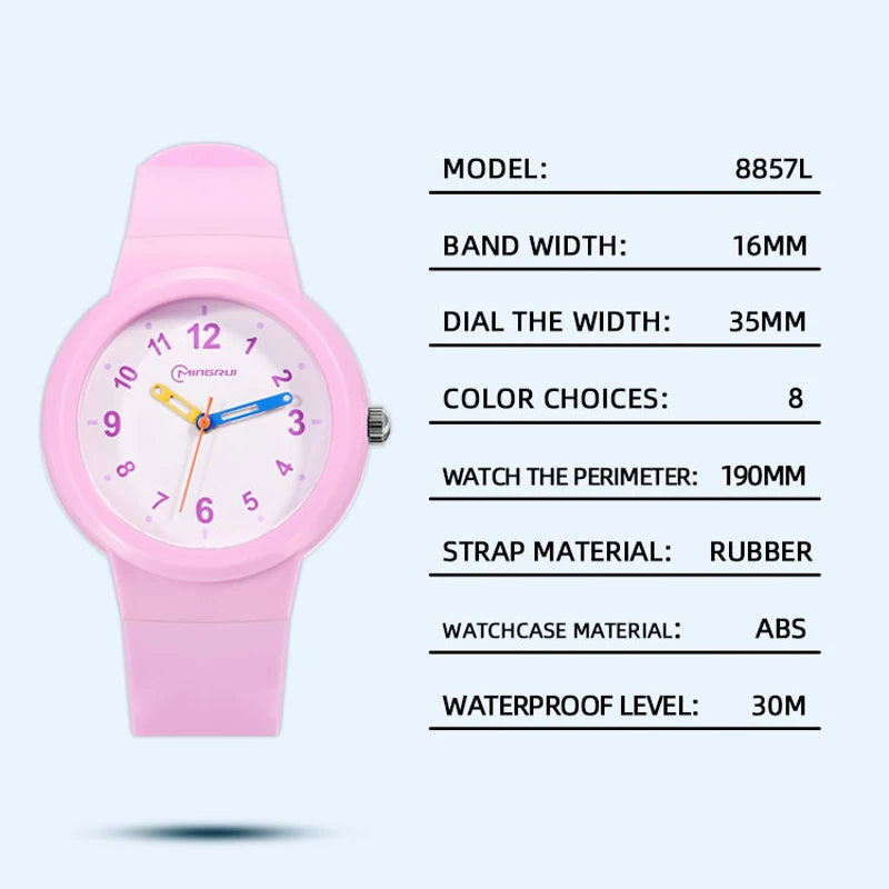 3-12 Year Old Children's Watch Fashion Simple Sports Comfortable Waterproof High Boys Girls Quality Quartz Watches