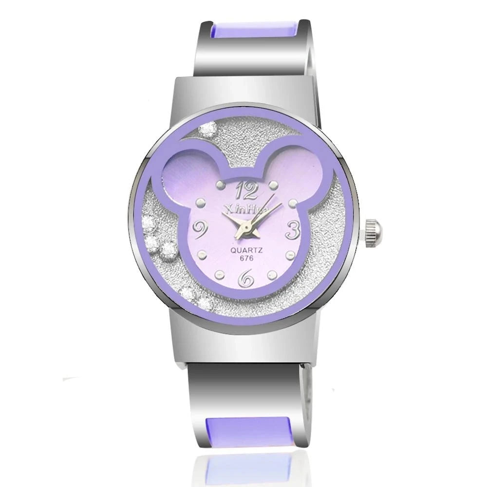 Children's Quartz Watch For  Mickey Mouse Cartoon Stainless Steel Bracelet  Kids Student Boy Girl Cute Wristwatches Clock Gift