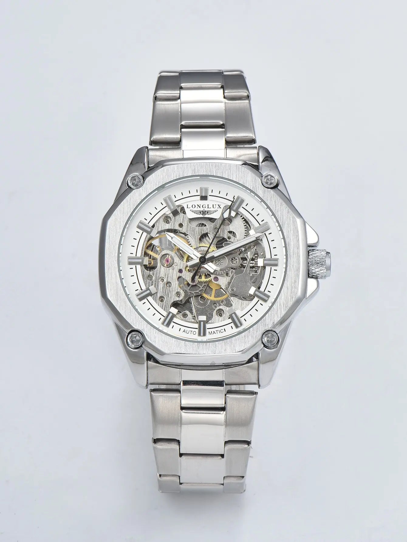 LONGLUX Men automatic mechanical watch luxury watches waterproof skeleton sport style fashion wholesale stainless steel gift