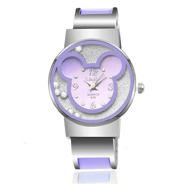 Children's Quartz Watch For  Mickey Mouse Cartoon Stainless Steel Bracelet  Kids Student Boy Girl Cute Wristwatches Clock Gift
