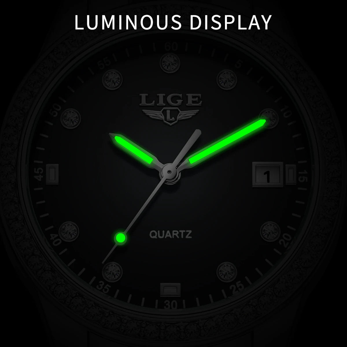 LIGE Simple Fashion Quartz Woman Watch Luxury Elegant Diamond Classic Waterproof Stainless Steel Auto Date Ladies Gift Clock+Box