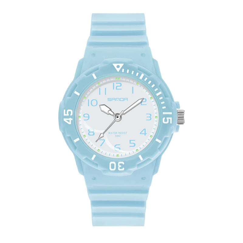 Kids Watch Fashion Trend Outdoor Sports Fresh 50M Waterproof PU Soft Female Middle School Student Youth Clock Watches