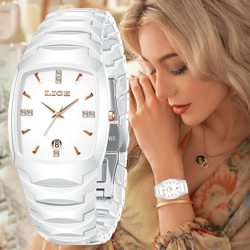 LIGE Fashion Luxury Woman Watch Simple Elegant Stainless Steel Casual Quartz Watches for Women Calendar Ladies Romantic Gift New