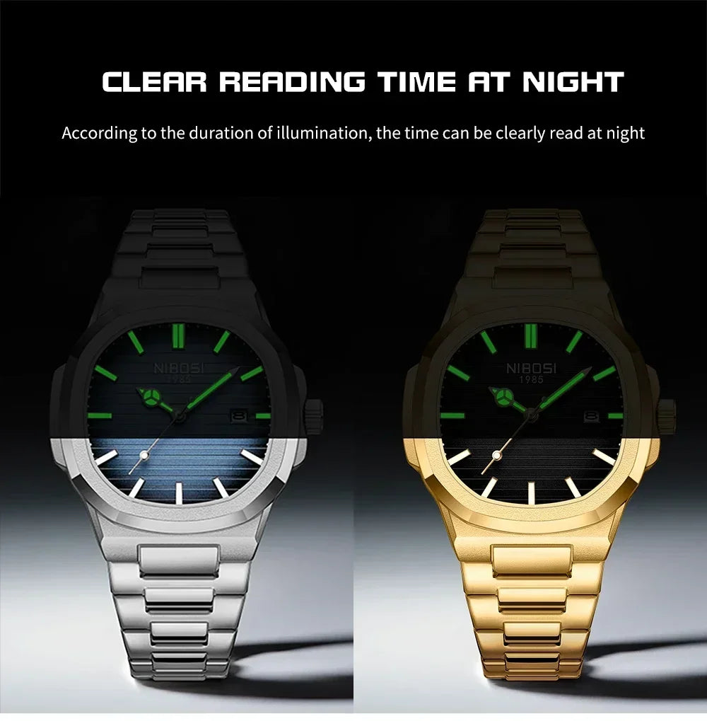 Luxury Watch For Man Waterproof Square Luminous Date Stainless Steel Men Watch Casual Quartz Mens Watches Reloj Hombre