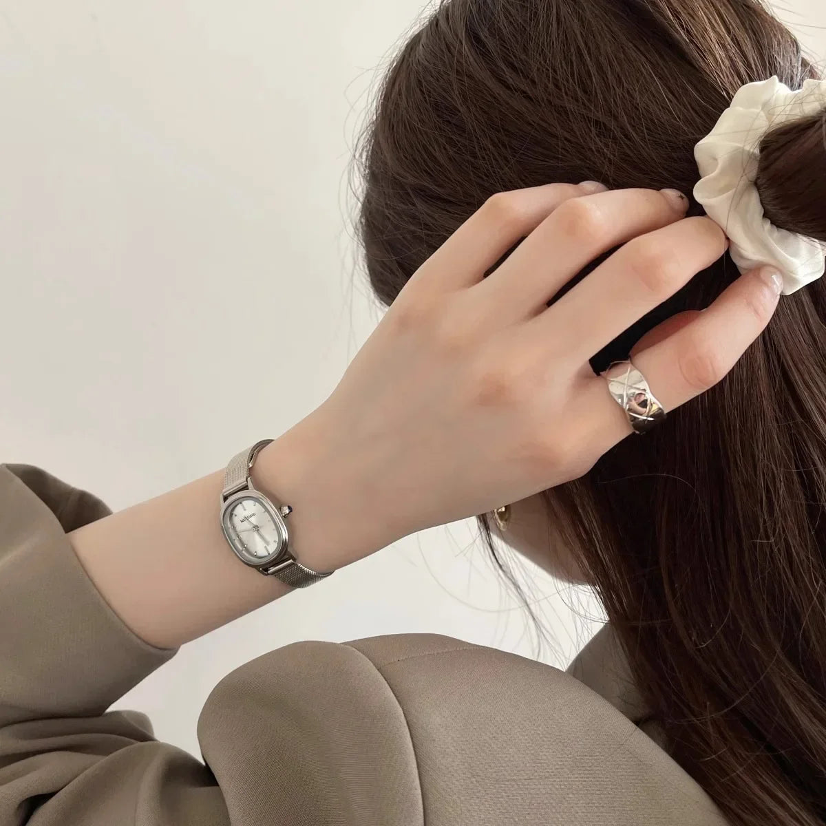 Small Oval Dial Green Watch Simple Stainless Steel Ladies Wristwatches Brand Women Luxury Gift Quartz watch