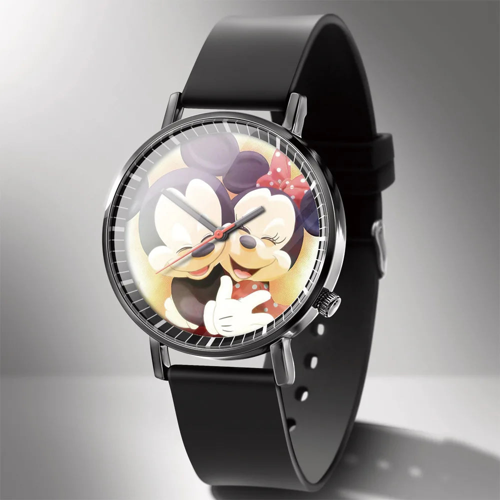Disney Mickey Minnie Mouse Girl  Boy Children's Kids Watch Women Cute Male Female Couple Wrist Watches Birthday Gifts