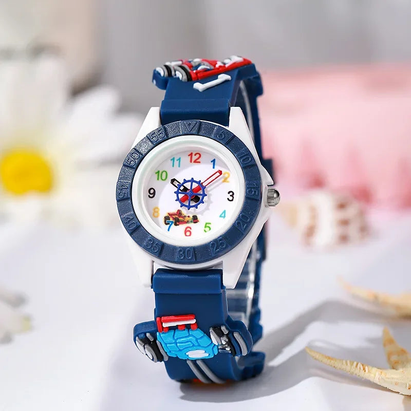 Fun Cartoon Car Themed Kids  Watches Cartoon Watches Silicone Quartz Wristwatch Birthday Gift Kid Girl Boy Watch Reloj