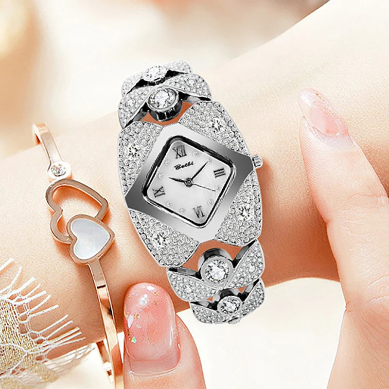 Unique Design Gold Women Bracelet Watches 2025 New Luxury Brand Wrist Watches For Ladies Full Steel Women Quartz Wristwatches