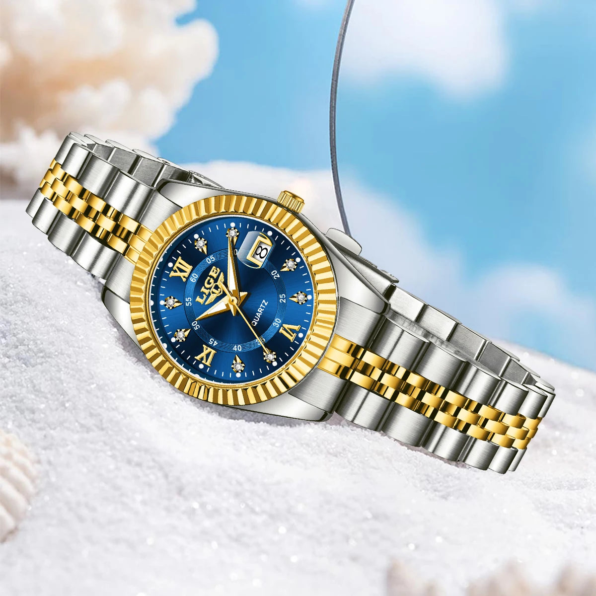 LIGE Fashion Woman Watch Stainless Steel Waterproof Auto Date Elegant Ladies Wristwatch Luxury Original Quartz Watch for Women