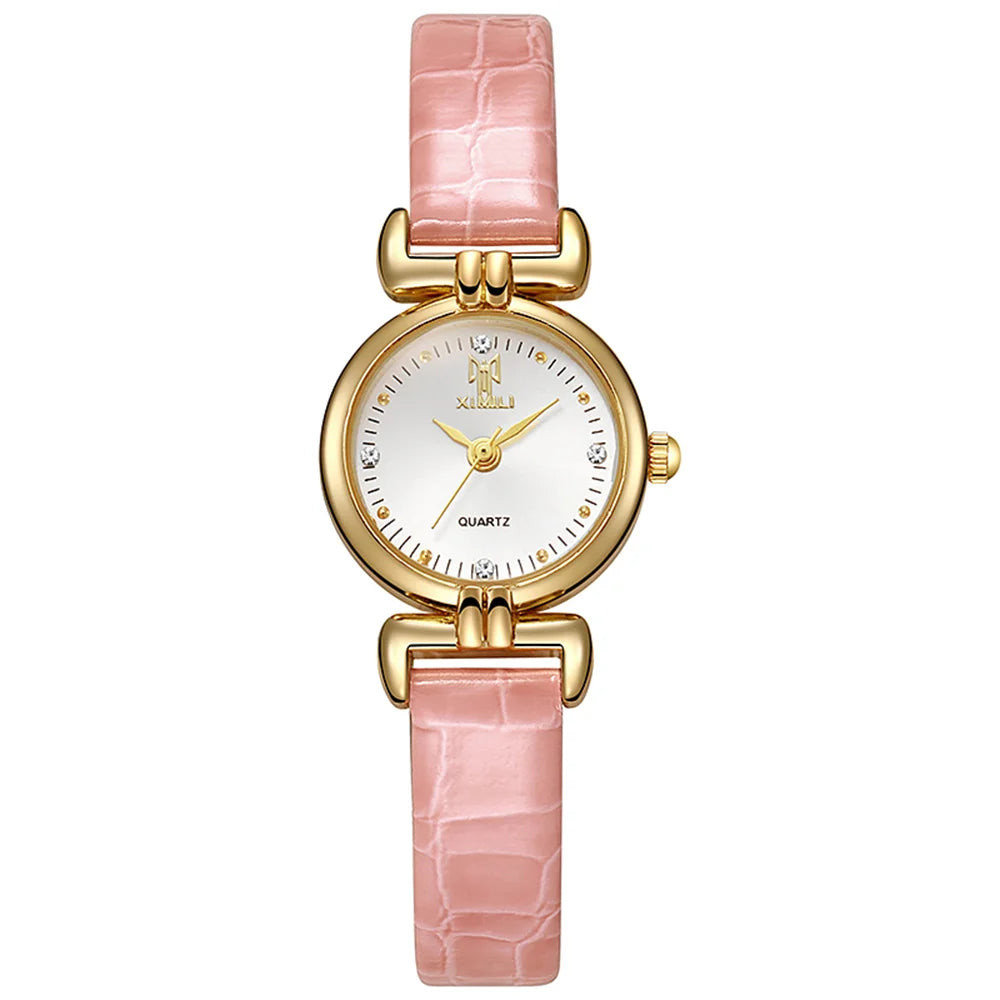Ladies Fashion 2025 New Small Simple Diamonds Quartz Watch Business White Leather Women's Dress Clock Gift Wristwatch
