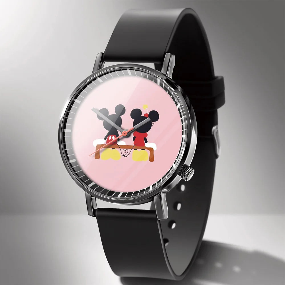 Disney Mickey Minnie Mouse Girl  Boy Children's Kids Watch Women Cute Male Female Couple Wrist Watches Birthday Gifts