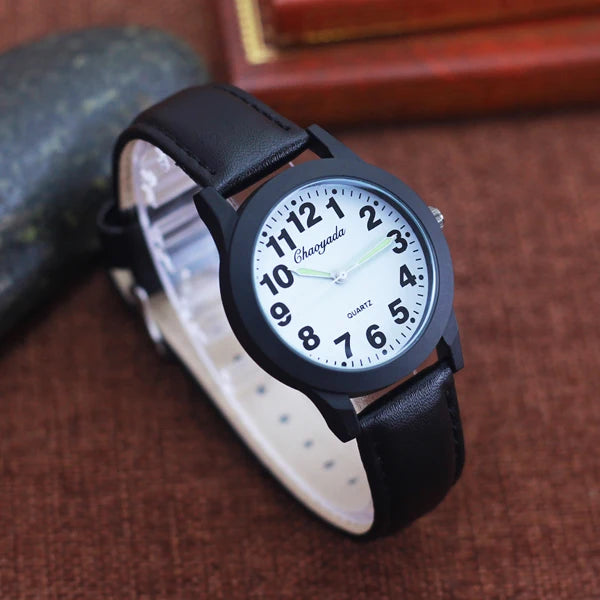 2024 new simple fashion leather strap watches for woman man children boys young students 12hours quartz waterproof watches clock