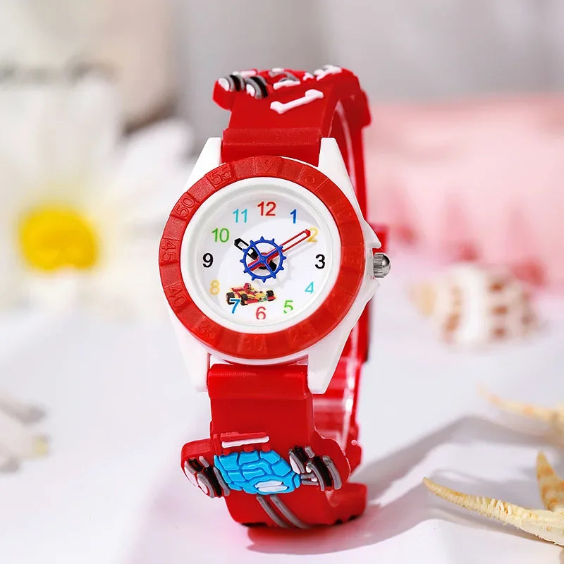 Fun Cartoon Car Themed Kids  Watches Cartoon Watches Silicone Quartz Wristwatch Birthday Gift Kid Girl Boy Watch Reloj