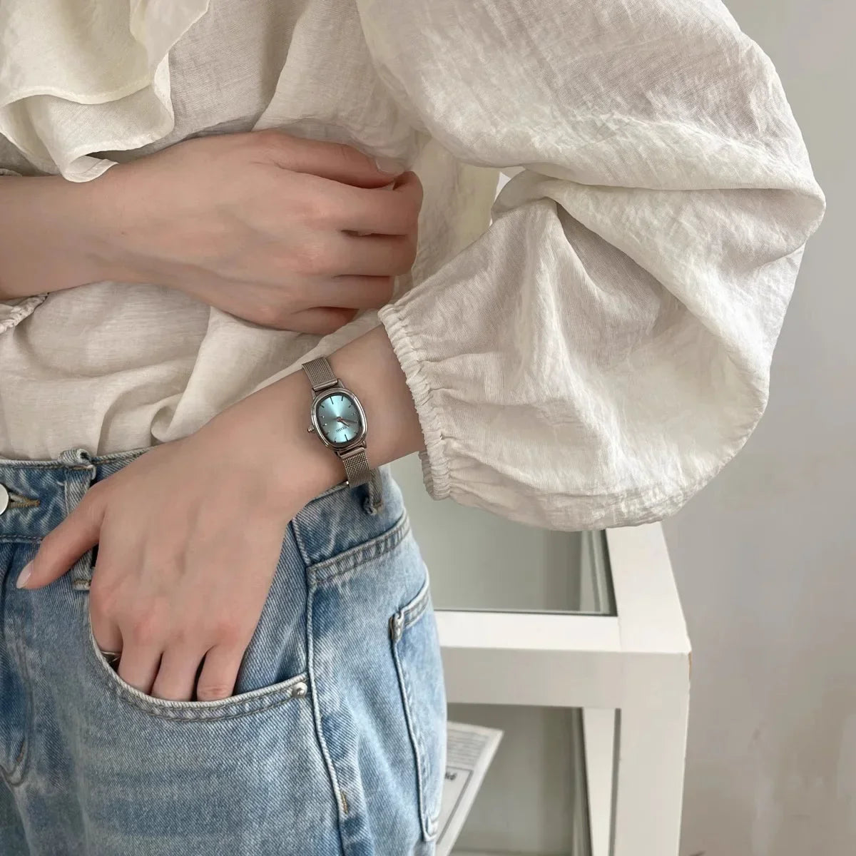 Small Oval Dial Green Watch Simple Stainless Steel Ladies Wristwatches Brand Women Luxury Gift Quartz watch