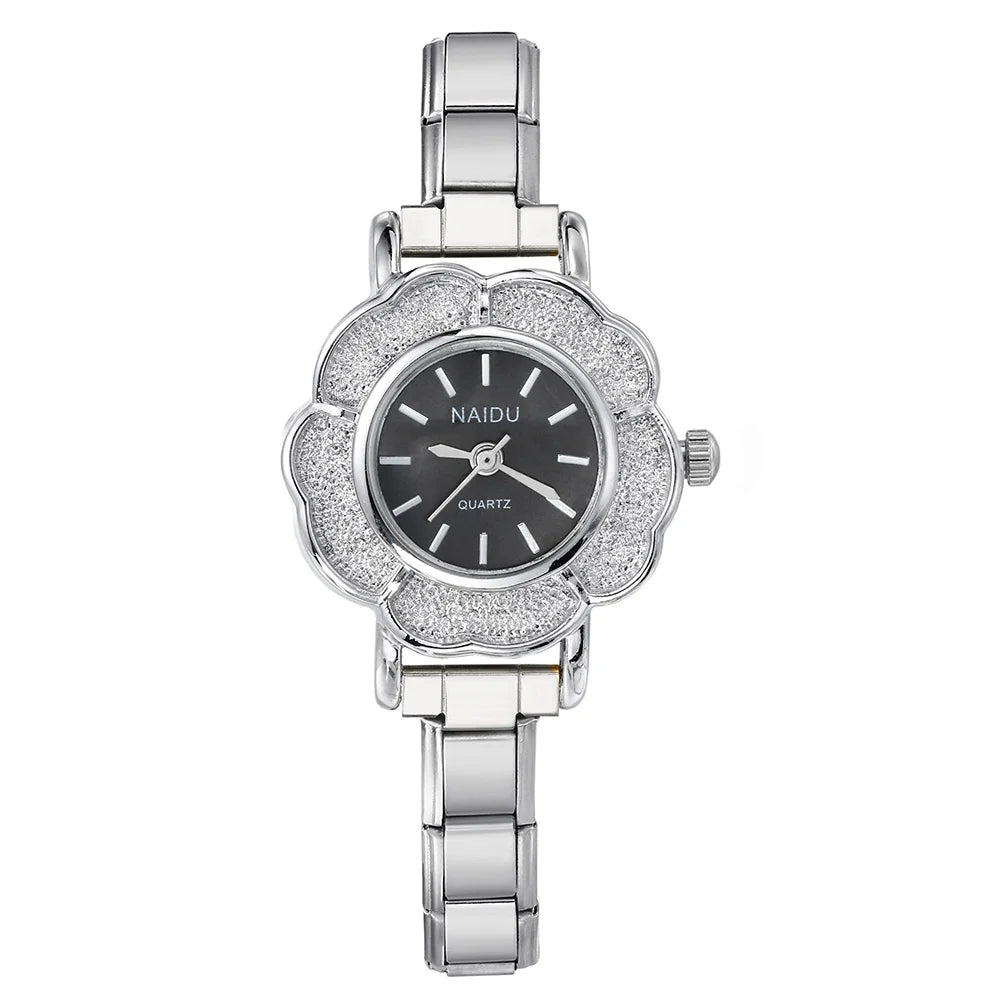 Women's Quartz Watches with Zirconia Flower Inlay Luxury Chic Design Stainless Steel Strap  Party Birthday Gift for Her