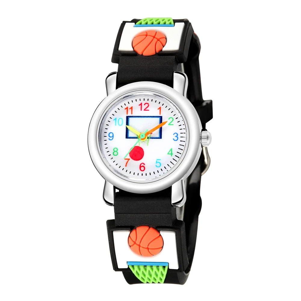 Kids Colors Basketball pattern Watch For Primary school student Soft Wristwatch