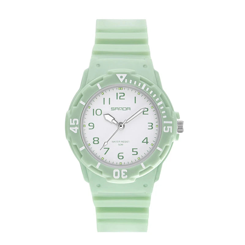 Kids Watch Fashion Trend Outdoor Sports Fresh 50M Waterproof PU Soft Female Middle School Student Youth Clock Watches
