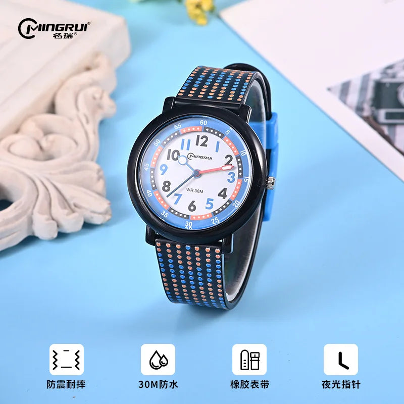 Kids Watch Cute Dolphin Cartoon Quartz Waterproof Silent Outdoor Sports Glow Rubber Boys' Watch Girls' Watch Childhood Clock