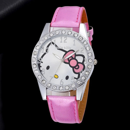 Lovely Cartoon Girls Kids Watches Women Fashion Rhinestone Children's Quartz Watches Casual Leather Band Wristwatch Clock Gifts